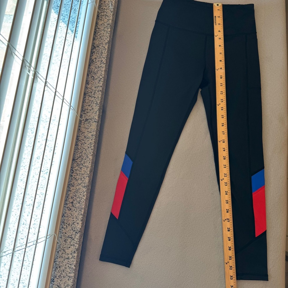 Lilybod Black Leggings with Colorblock Panels | Size Small